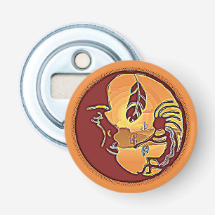 LandschapsButton - Kokopelli Moon Feather 1 Button Flesopener
