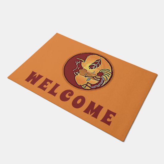 LandschapsButton - Kokopelli Moon Feather 1 Deurmat (Schuin)