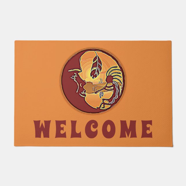 LandschapsButton - Kokopelli Moon Feather 1 Deurmat (Voorkant)