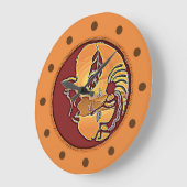 LandschapsButton - Kokopelli Moon Feather 1 Grote Klok (Hoek)