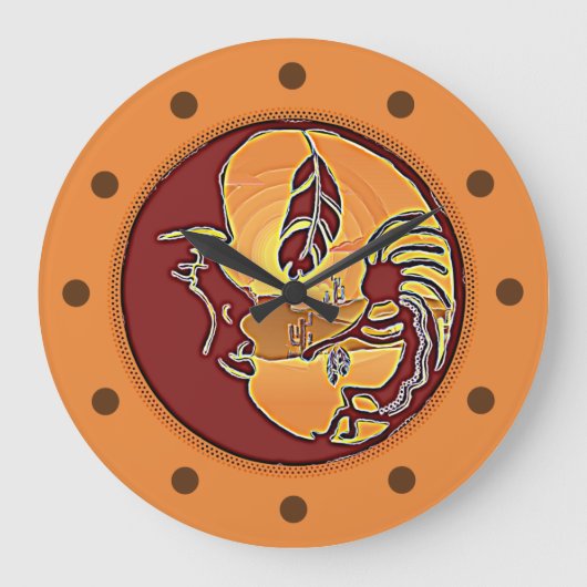 LandschapsButton - Kokopelli Moon Feather 1 Grote Klok (Voorkant)