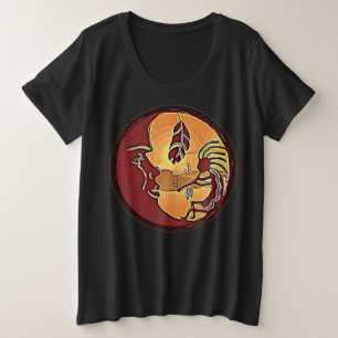 LandschapsButton - Kokopelli Moon Feather 1 Grote Maat T-shirt