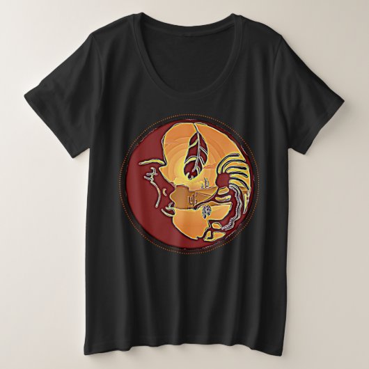 LandschapsButton - Kokopelli Moon Feather 1 Grote Maat T-shirt (Design voorkant)