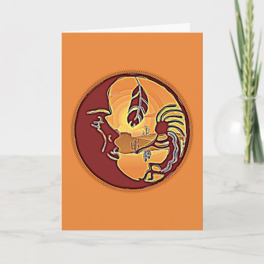 LandschapsButton - Kokopelli Moon Feather 1 Kaart (Voorkant)