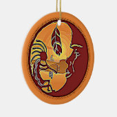 LandschapsButton - Kokopelli Moon Feather 1 Keramisch Ornament (Rechts)