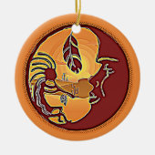 LandschapsButton - Kokopelli Moon Feather 1 Keramisch Ornament (Voorkant)