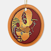 LandschapsButton - Kokopelli Moon Feather 1 Keramisch Ornament (Links)