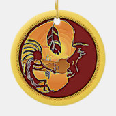 LandschapsButton - Kokopelli Moon Feather 1 Keramisch Ornament (Achterkant)