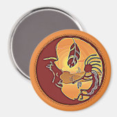 LandschapsButton - Kokopelli Moon Feather 1 Magneet (Voorkant / Achterkant)