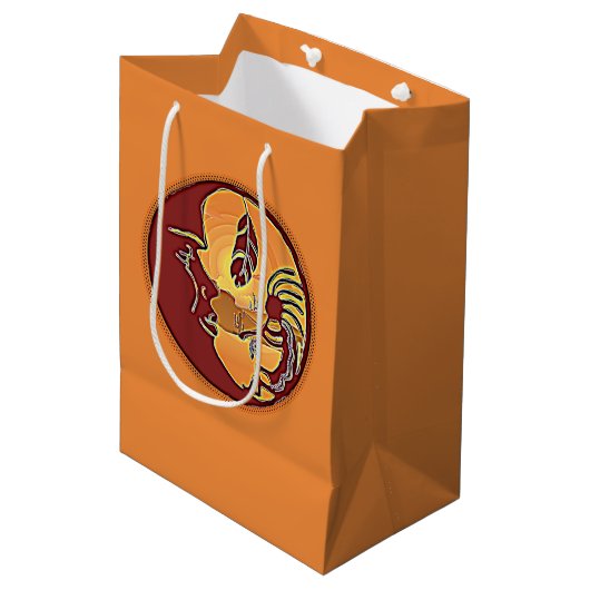 LandschapsButton - Kokopelli Moon Feather 1 Medium Cadeauzakje (Voorkant Gekanteld)