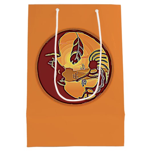 LandschapsButton - Kokopelli Moon Feather 1 Medium Cadeauzakje (Achterkant)