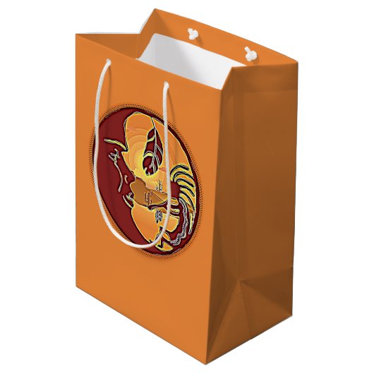 LandschapsButton - Kokopelli Moon Feather 1 Medium Cadeauzakje (Achterkant Gekanteld)