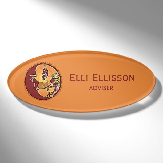 LandschapsButton - Kokopelli Moon Feather 1 Naambadge (Voorkant)