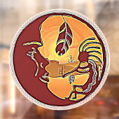 LandschapsButton - Kokopelli Moon Feather 1 Raamsticker (Vel 2)