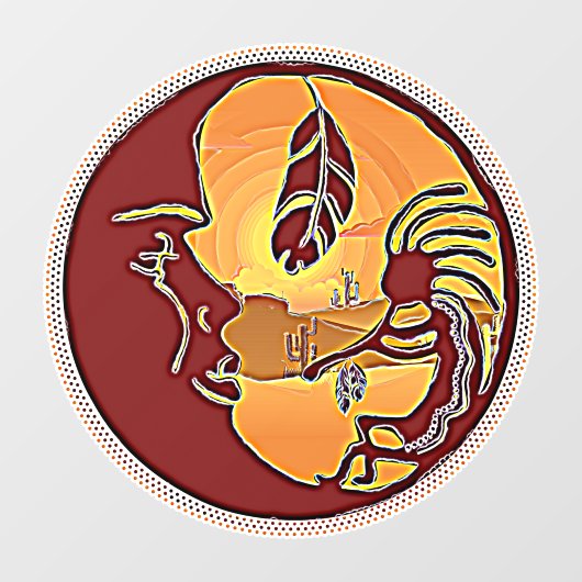 LandschapsButton - Kokopelli Moon Feather 1 Raamsticker (Vel)
