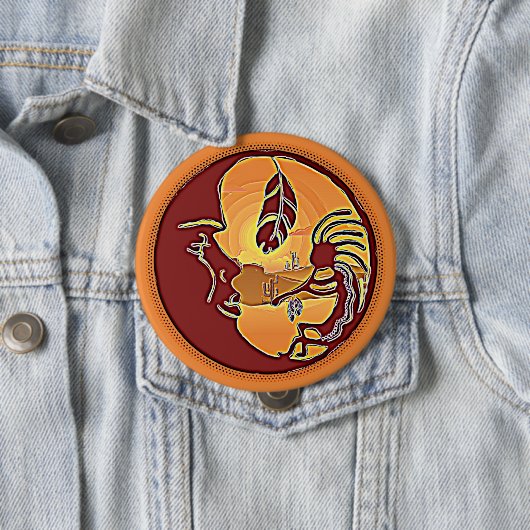 LandschapsButton - Kokopelli Moon Feather 1 Ronde Button 4,0 Cm (In situ)