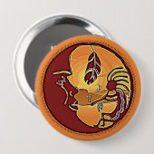 LandschapsButton - Kokopelli Moon Feather 1 Ronde Button 4,0 Cm (Voorkant /achterkant)
