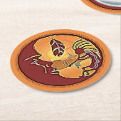 LandschapsButton - Kokopelli Moon Feather 1 Ronde Kartonnen Onderzetter (Gebogen)