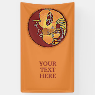 LandschapsButton - Kokopelli Moon Feather 1 Spandoek