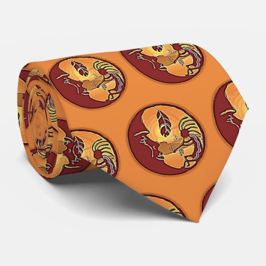 LandschapsButton - Kokopelli Moon Feather 1 Stropdas (Opgerold)