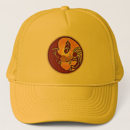 LandschapsButton - Kokopelli Moon Feather 1 Trucker Pet (Voorkant)