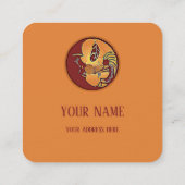 LandschapsButton - Kokopelli Moon Feather 1 Vierkante Visitekaartje (Achterkant)