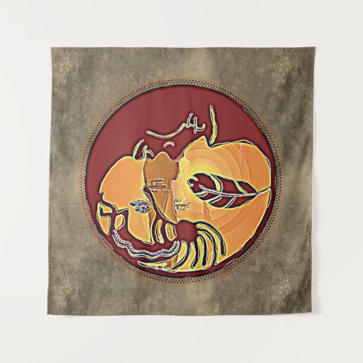 LandschapsButton - Kokopelli Moon Feather 1 Wandkleed (Voorkant (horizontaal))