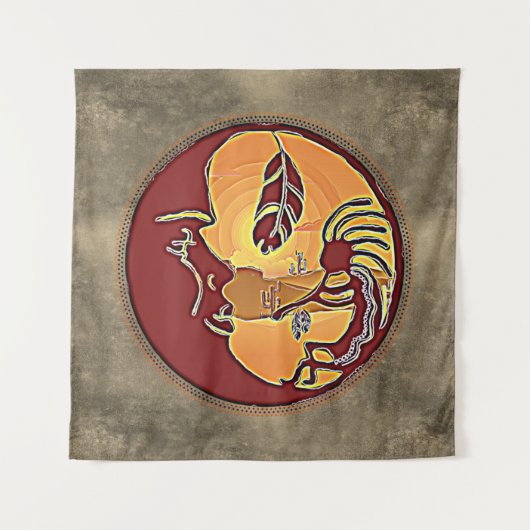 LandschapsButton - Kokopelli Moon Feather 1 Wandkleed (Voorkant)