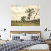 Landschapschaap en herder  beeldende kunst canvas afdruk (Insitu (Slaapkamer))
