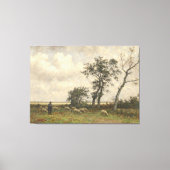 Landschapschaap en herder  beeldende kunst canvas afdruk (Voorkant)