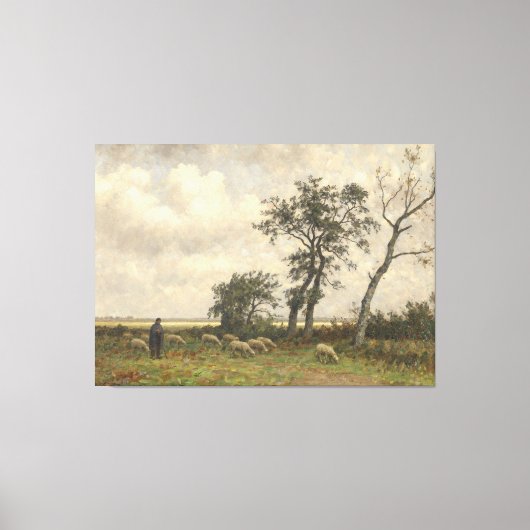 Landschapschaap en herder  beeldende kunst canvas afdruk (Voorkant)
