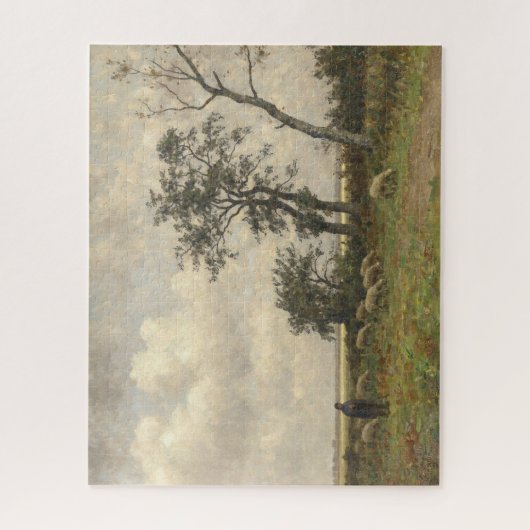 Landschapschaap en herder  beeldende kunst legpuzzel (Verticaal)