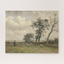 Landschapschaap en herder  beeldende kunst