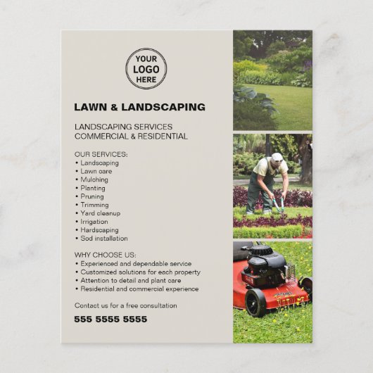 Landschapsdiensten voor het onderhoud van gazons flyer (Voorkant)
