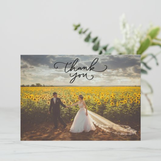 Landschapsfoto bruiloft bedankkaart (Staand voorkant)