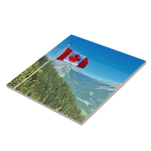 Landschapsfoto met Canadese vlag Tegeltje (Zijkant)
