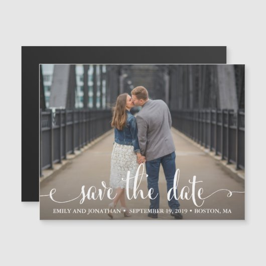 Landschapsfoto Sla de datum magneet bruiloft op (Voorkant / Achterkant)