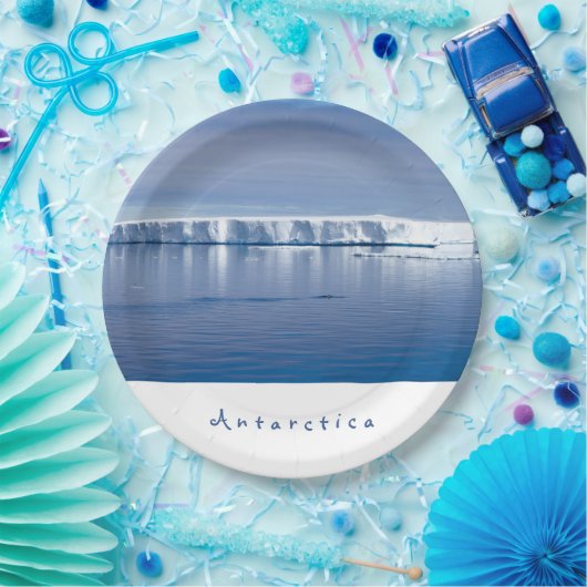 Landschapsfoto van Antarctica ijsberg met witte te Papieren Bordje (Feest)