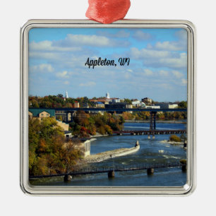Landschapsfoto van Appleton, Wisconsin Metalen Ornament