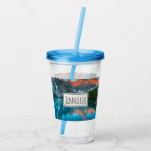Landschapsfoto van berg en meer acryl drinkbeker (Achterkant)