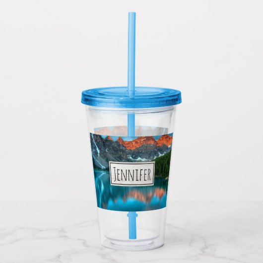 Landschapsfoto van berg en meer acryl drinkbeker (Voorkant)