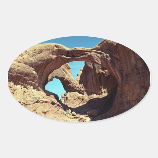 Landschapsfoto van Double Arch Desert Ovale Sticker (Voorkant)