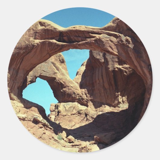 Landschapsfoto van Double Arch Desert Ronde Sticker (Voorkant)