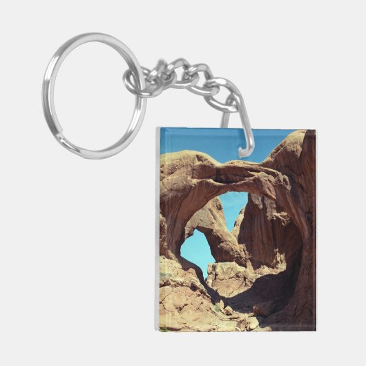 Landschapsfoto van Double Arch Desert Sleutelhanger (Voorkant Links)