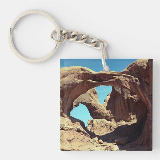 Landschapsfoto van Double Arch Desert Sleutelhanger (Voorkant)