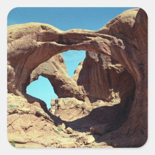 Landschapsfoto van Double Arch Desert Vierkante Sticker