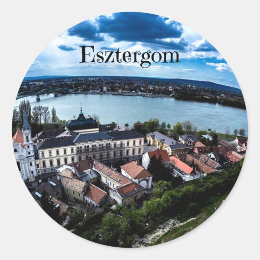 Landschapsfoto van Esztergom Ronde Sticker (Voorkant)