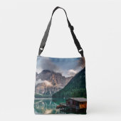Landschapsfoto van het Italiaanse bergmeer Crossbody Tas (Achterkant)