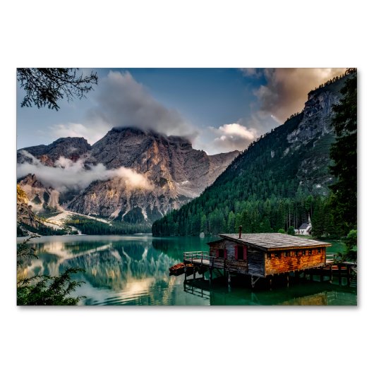 Landschapsfoto van het Italiaanse bergmeer Kaart (Achterkant)