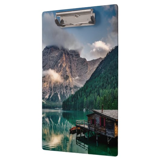 Landschapsfoto van het Italiaanse bergmeer Klembord (Links)